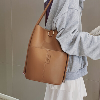 

Simple single shoulder bag female 2019 new Korean fashion retro wild bucket bag casual student Messenger bag