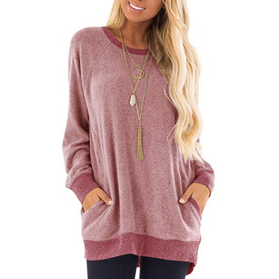 

Kpop Pullover Autumn Winter Sweatshirt O-Neck Pocket Long Sleeve Pullover Casual Loose Sweatshirt Fashion Wild Tops