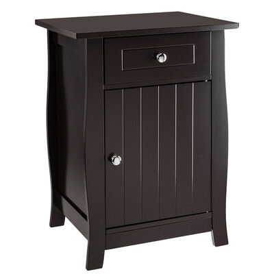 

Bedside Nightstand 245-inch Tall End Tables with Drawer & Roomy Storage Cabinet Brown