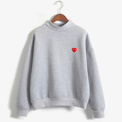 

Starmoon Women O-Neck Solid Color Smiley Love Pattern Long Sleeve Plus Velvet Sweatshirt