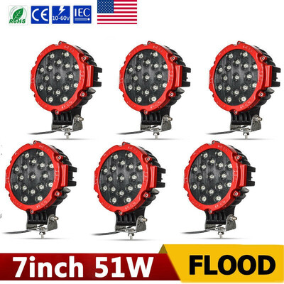 

6x 51W 7inch Led Work Light Flood Driving for Jeep Tractor ATV Forklift Off Road
