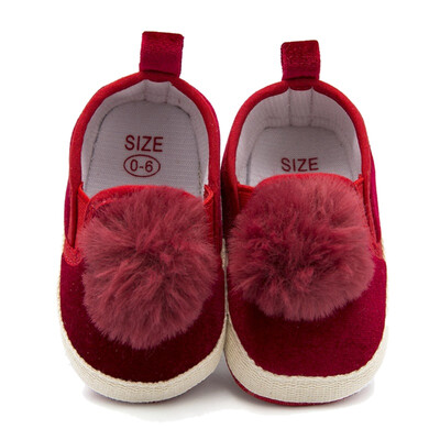 

Baby Girl Breathable Anti-Slip Shoes Casual Sneakers with Plush Ball Toddler Soft Soled First Walkers Children Casual Shoes