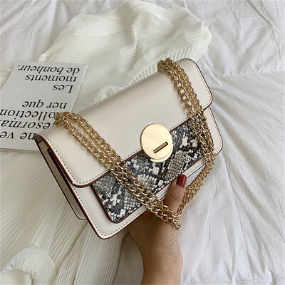 

Tailored Women Snake Grain Fashion Leather Small Square Bag Shoulder Bag