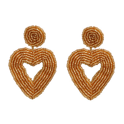 

2019 New Heart Beads Gold Metal Love Drop Earrings Hollow Geometric Earrings Women Gifts Jewelry Brincos Pendientes