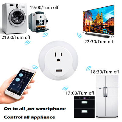 

〖Follure〗Mini Smart WiFi Socket with LED Night Lighting USB Charging Port WIFI Of US