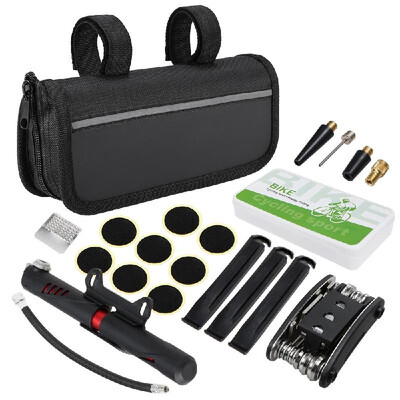 

Bike Repair Kit Bike Tire Lever 120PSI Manual Pump 16-IN-1 Multi-functional Tool Bike Tire Rasp Patch Needle Bike Tire Repair Tool