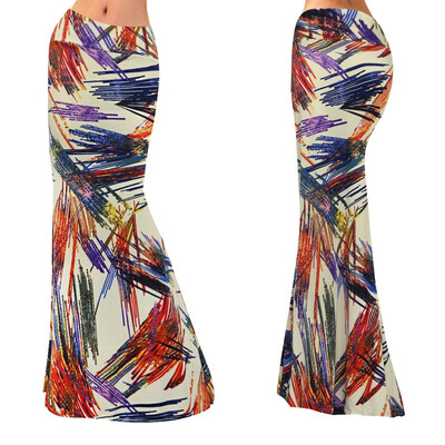 

Roseonmyhand Womens Casual Line Geometric Printing Bag Hip Fishtail Skirt Long Maxi Skirt