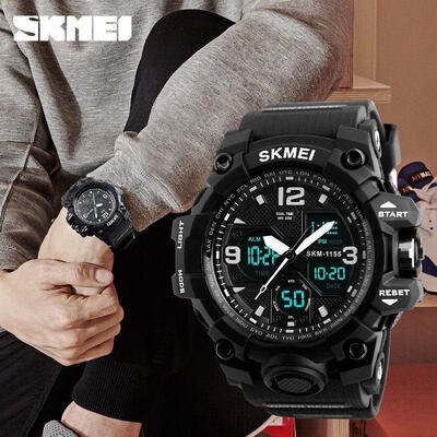 

SKMEI Men&39s LED Digital Alarm Date Military Sports Army Waterproof Quartz Watch