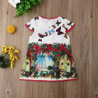 

Toddler Kids Girls Oil Painting Butterfly Casual Summer Skater Dress Sundress