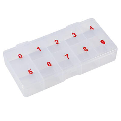 

Greensen 10 Cells Compartments Acrylic Storage Case Natural Translucent Plastic False Nail Art Tips Box