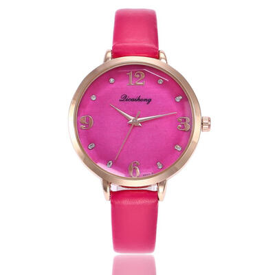

Leather Band Analog Womens watches Round Simple clock quartz 2018 Temperament Fashionable Business wristwatches for ladies D
