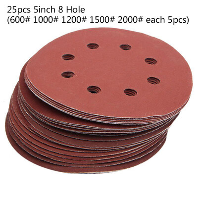 

25pcs 5 8 Hole Grit 600 1000 1200 1500 2000 Sander Sanding Paper Disc Kit