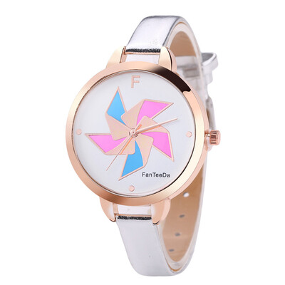

FanTeeDa Womens Watches Childhood Windmill Pattern Dial Ladies Casual Quartz Wristwatch Leather Strap Clock Gift Reloj Mujer
