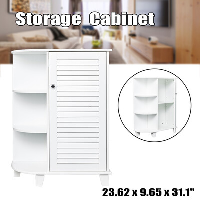 

3-tier Floor Storage Cabinet Organizer with Side Shelves White