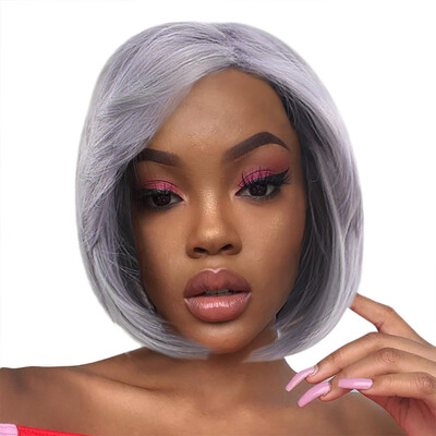 

Gobestart Europe&the United States Wigs Female Gray Fashion Short Hair African Hair