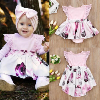 

Floral Lace Toddler Kids Girl Newborn Baby Sisters Dress RomperSundress Clothes