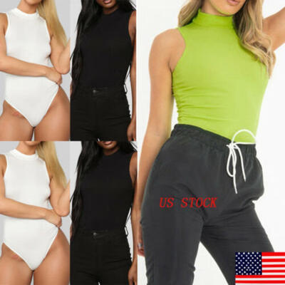 

US Sexy Women Sleeveless Bandage Bodysuit Leotard Tops Blouse Jumpsuit Rompers
