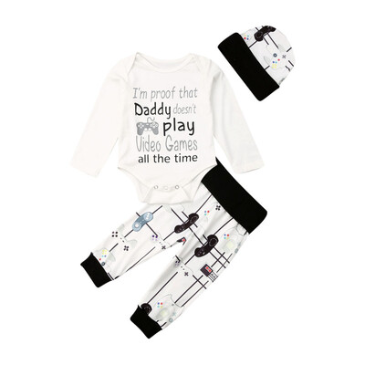 

Newborn Baby Boy Long Sleeve Tops Romper Leggings Pants Casual Clothes Set