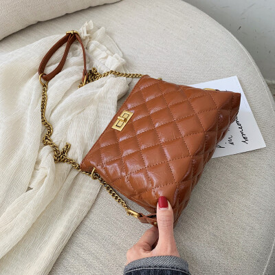 

Vintage Lingg chain small bag new 2019 ins net red summer bucket bag single-shoulder womens bag slant bag tide