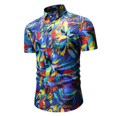 

SUNSIOM Hawaiian Shirt Mens Allover Ocean Scenic Camp Party Aloha Holiday Beach Vacation