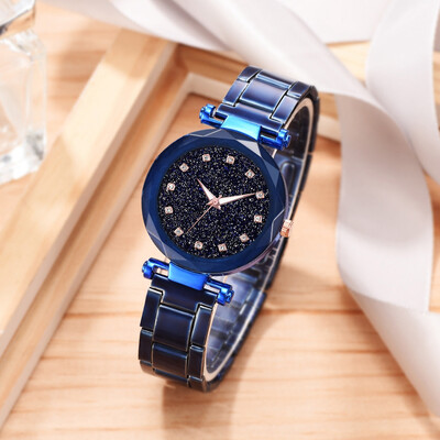 

RM Multi Faceted Bump Fashion Simple Star Sky Dial Ladies Steel Belt Quartz Watch