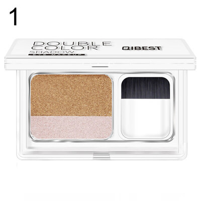 

Women Double Color Stamp Eyeshadow Long Lasting Non-smudge Makeup with Brush