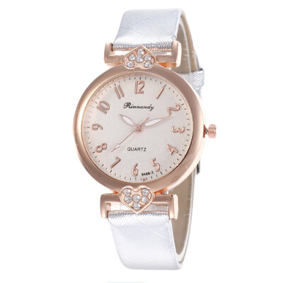 

Heart-shaped diamond fashion ladies leather digital watch student simple watch