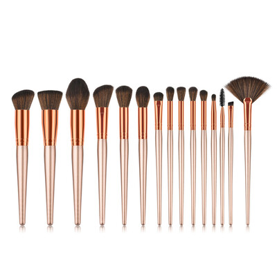 

Toponeto 15PCS Brown Cosmetic Makeup Brush Brushes Foundation Powder Eyeshadow Brush Set