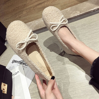 

Net red flat-bottomed shoes womens summer Korean version of shallow-mouthed round head Mao Mao shoes bow fashion Joker Grandma sh