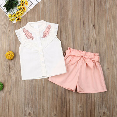 

2PCS Toddler Kids Baby Girls Sleeveless Summer Clothes Tops Short Pants Outfits