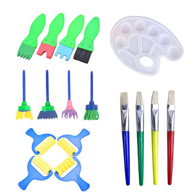 

17pcs Painting Set Palette Pan Drawing Sponge Seal Graffiti Painting Brush
