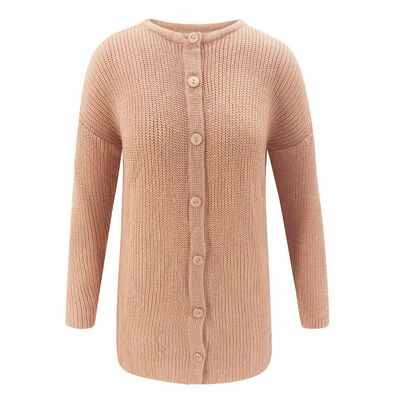 

Women Open Front Long Sleeve Knit Snap Button Down Slim Cardigan Sweater Top