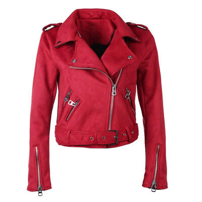 

Solid Color Winter Women Turn Down Collar Zipper Suede Short Jacket Coat