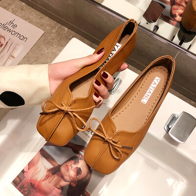 

Comfortable soft-soled lady shoes with butterfly knot&flat-heeled grandmothers shoes