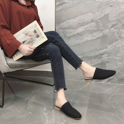 

Rose Summer Baotou Half Slippers Woven Sandals Fashion Low With Female Slippers