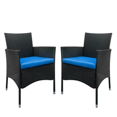

2pcs Single Backrest Chairs Dining Chair Rattan Cafe Home Furniture Kit