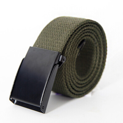 

New canvas belt trend high quality weaving canvas Automatic buckle Men belt solid color casual Men&Women cowboy pants belt