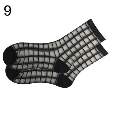 

Striped Heart Dots Bow Women Summer Ultra Thin Transparent Over Ankle Socks