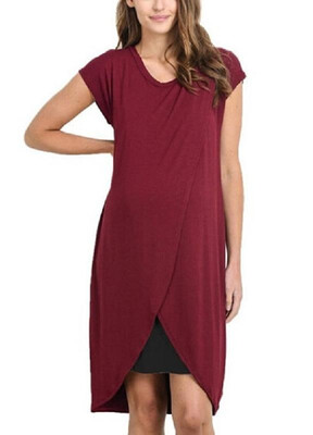 

Summer Elegant Round-neck Line Short Sleeve Maternity Dress