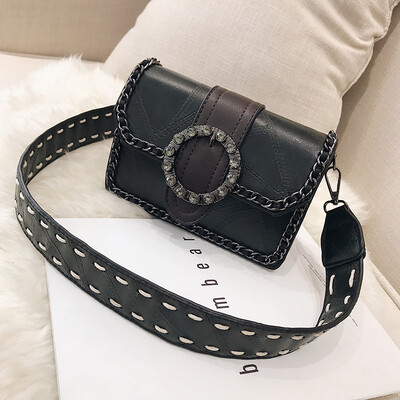 

Spring&summer fashion small bag female 2019 new wave Korean version of the wild slung shoulder single retro rivet solid color small square bag