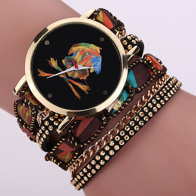 

New ethnic style series multi-color circle ladies watch