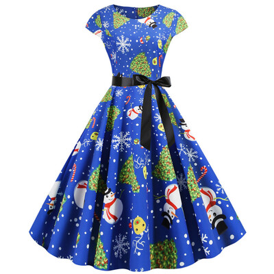 

Tailored Women Vintage Short Sleeve Christmas 1950s Housewife Evening Party Prom Dress