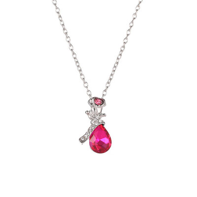 

2019 Trend Woman Necklace Angel Tears Shape Crystal Pendant Necklace Flower Jewelry Beautiful
