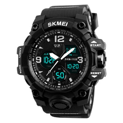 

SKMEI 1155B Quartz Digital Electronic Men Watch Fashion Casual Outdoor Sports Male Wristwatch Dual Time Date Week Chrono Alarm 5AT