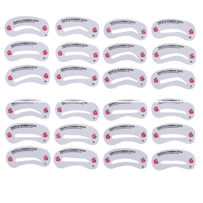 

24 Styles Grooming Eyebrow Kit Template Make Up Stencil Shaper DIY Tool