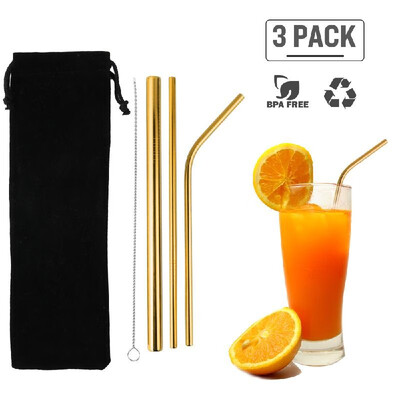 

3Pcs Stainless Steel Straws Reusable Straws Set Matte Drinking Straws FDA-Approved BPA Free for All Sizes Tumblers Cold Beverage C
