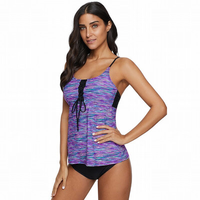 

Tankinis Womens Swimwear tie dyed printed camisole triangle split swimsuit