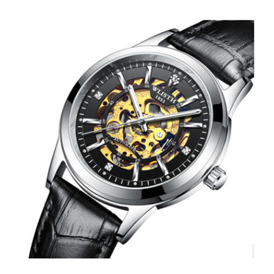 

Mens trend rose gold hollow automatic mechanical watch