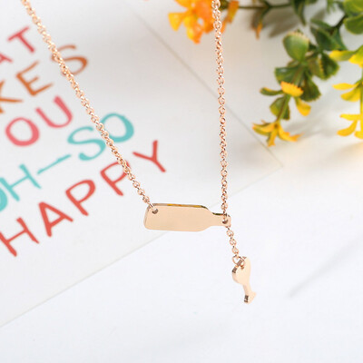 

Women Wine Beer Cup Bottle Pendant Stainless Steel Necklace Gift Jewelry New