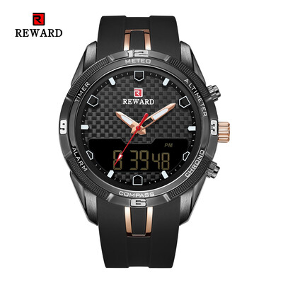 

REWARD 63095 Male Quartz Digital Movt Watch Silicone Strap Fashion Wristwatch